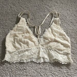 Aerie Cream Floral Lace Strappy Bralette